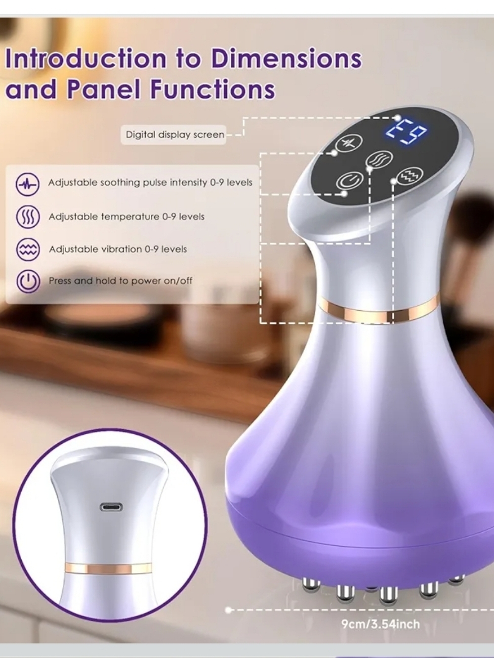 Purple Handheld 4-in-1 Body Massager. Lymphatic Drainage Body Sculpting - Picture 5 of 7